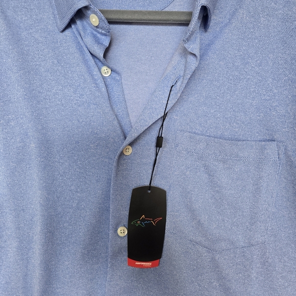 NWT, GREG NORMAN Men's Blue Short Sleeve Shirt. Size M - Picture 4 of 9